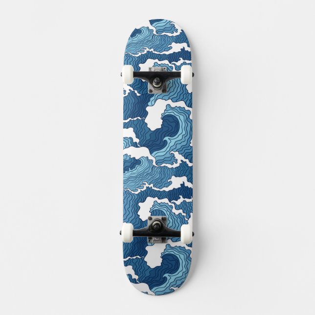 Abstract Waves Skateboard (Front)