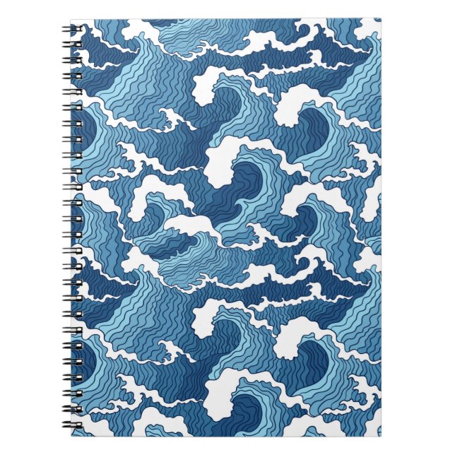 Abstract Waves Spiral Notebook (Front)
