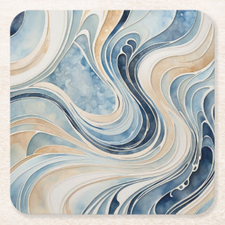 Abstract Waves Square Paper Coaster
