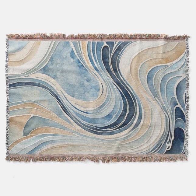 Abstract Waves Throw Blanket (Front)