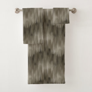 Abstract Wavy Brush Strokes, monochrome brown Bath Towel Set