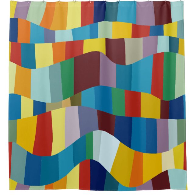 Abstract Wavy Colour Patchwork 291020 Shower Curtain (Front)