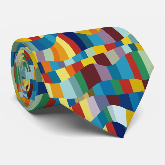 Abstract Wavy Colour Patchwork 291020 Tie (Rolled)