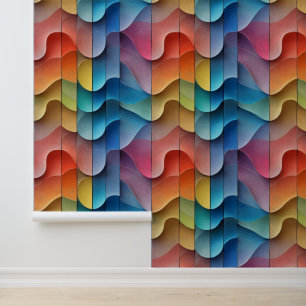 Abstract Wavy Colourful Pattern Wallpaper