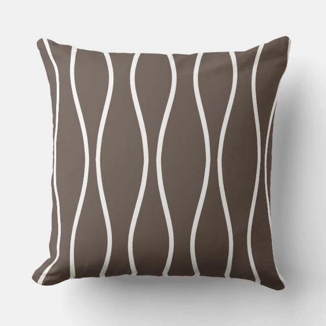 Abstract Wavy Geometric Pattern on Beige Cushion (Front)