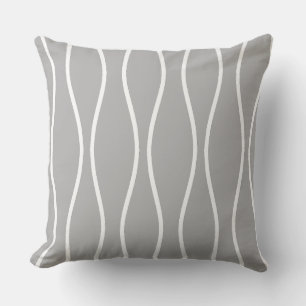 Abstract Wavy Geometric Pattern on Light Grey Cushion