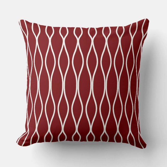 Abstract Wavy Geometric Pattern on Maroon Cushion (Front)