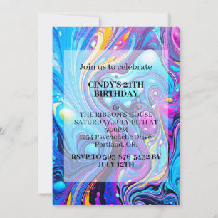 Abstract Wavy Illustration Art Birthday Party Invitation