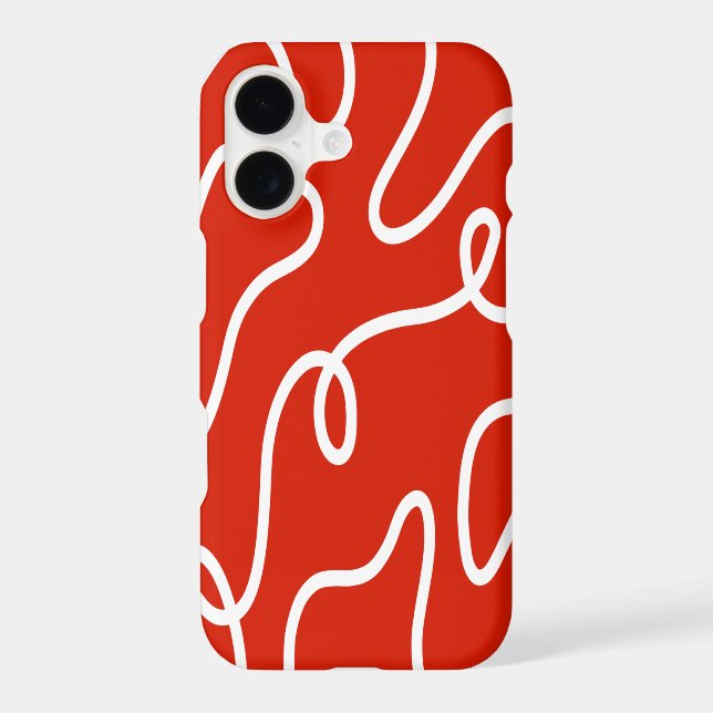 Abstract Wavy Line Bold Red Minimalist Pattern (Back)