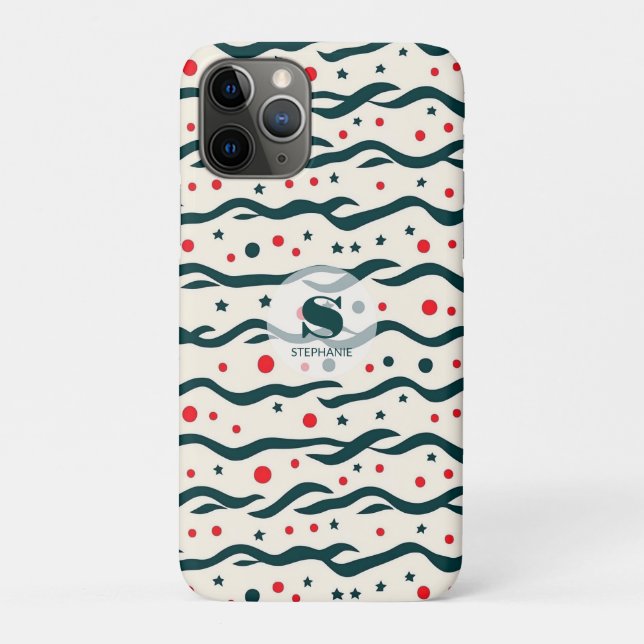 Abstract Wavy Lines and Geometric Shapes Pattern Case-Mate iPhone Case (Back)