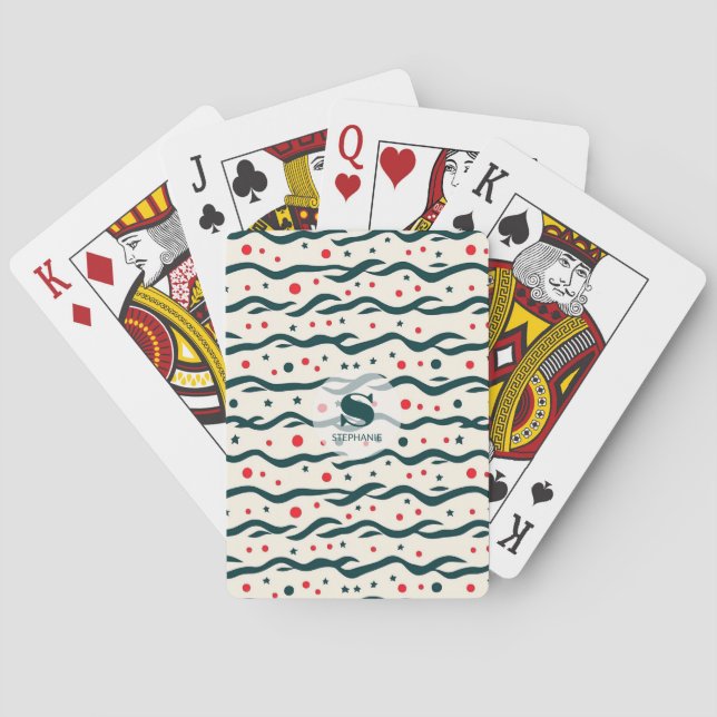 Abstract Wavy Lines and Geometric Shapes Pattern Playing Cards (Back)