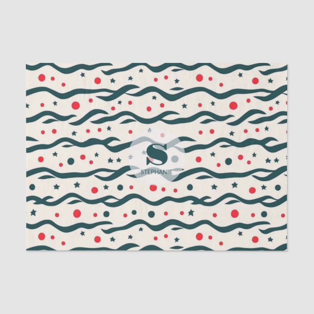 Abstract Wavy Lines and Geometric Shapes Pattern Tissue Paper (Front)