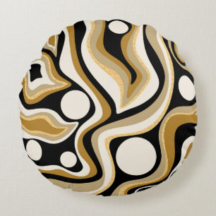 Abstract Wavy Lines Pattern Background Round Cushion