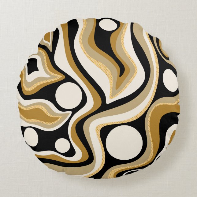 Abstract Wavy Lines Pattern Background Round Cushion (Front)