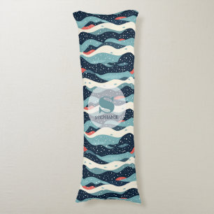 Abstract Wavy Lines with Snowflake Dots Body Cushion