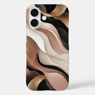 Abstract Wavy Patterns with Elegant Gold iPhone 16 Case