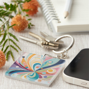 Abstract wavy shapes key ring