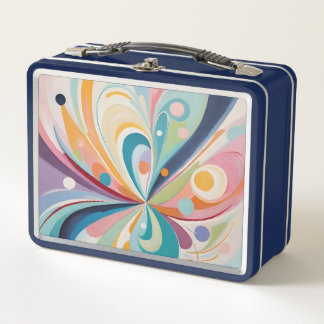 Abstract wavy shapes metal lunch box