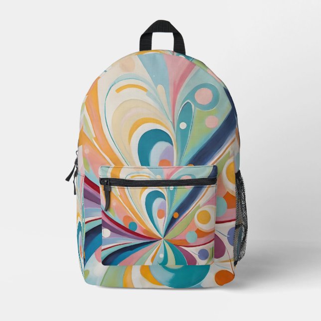 Abstract wavy shapes printed backpack (Front)