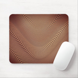 Abstract Wavy Striped Brown Mouse Pad