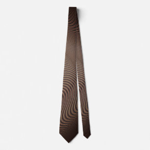 Abstract Wavy Striped Pattern Dark Brown Neck Tie