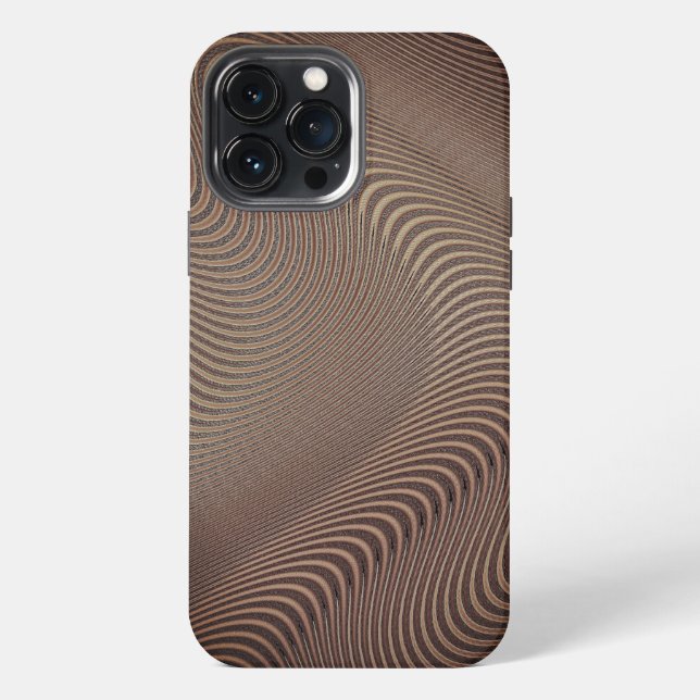 Abstract Wavy Striped Pattern Lines Brown Art iPhone Case (Back)
