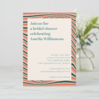 Abstract Wavy Stripes Aqua and Peach Bridal Shower