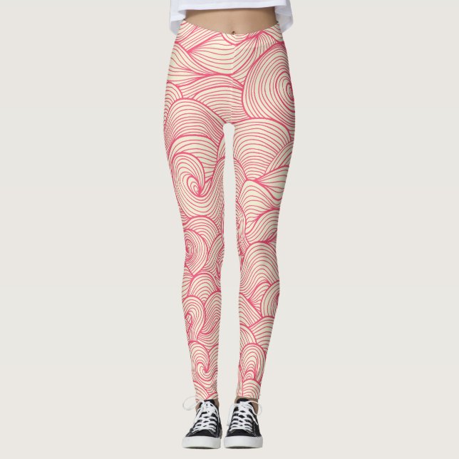 Abstract wavy strokes, vintage pattern. leggings (Front)