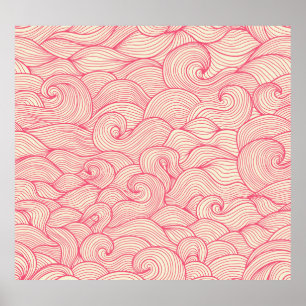 Abstract wavy strokes, vintage pattern. poster