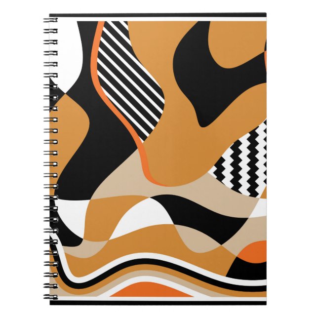Abstract wavy: vintage black pattern notebook (Front)