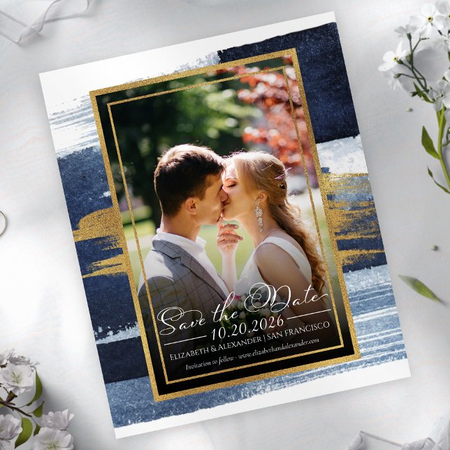 Abstract Wedding Save the Date Invitations | Blue  (Creator Uploaded)