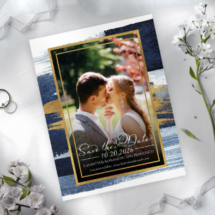 Abstract Wedding Save the Date Invitations Blue