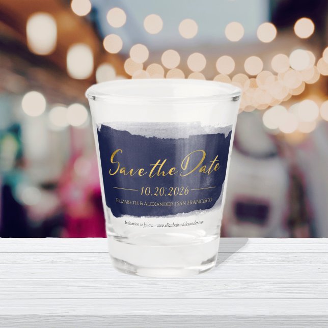 Abstract Wedding Save the Date Invitations | Blue Shot Glass (Creator Uploaded)