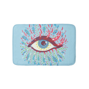 Abstract Weird Blue Psychedelic Eye Bath Mat