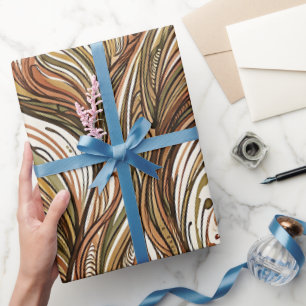 Abstract Whale Tail Earth Tone Ink Wrapping Paper