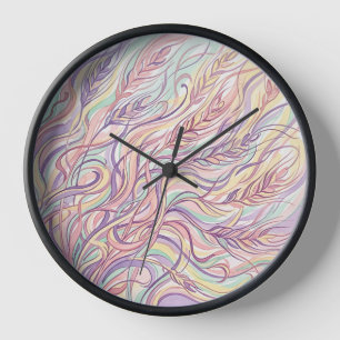 Abstract Wheat Field Sway Pastel Art Clocks