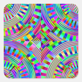 abstract wheels and pegs square sticker