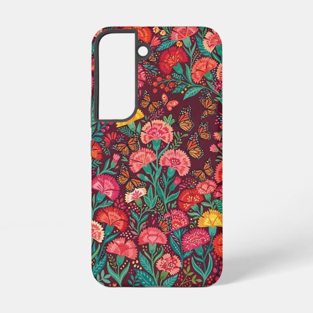 Abstract Whimsical Carnations Samsung Cases (Back)