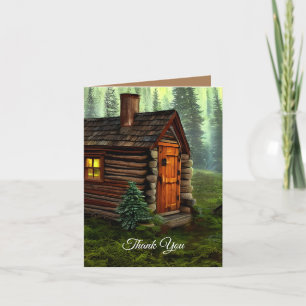 Abstract Whimsical Little Hunting Cabin Thank You Card