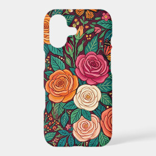 Abstract Whimsical Roses Butterflies iPhone Cases
