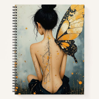 Abstract Whimsical Woman and Butterfly Notebook