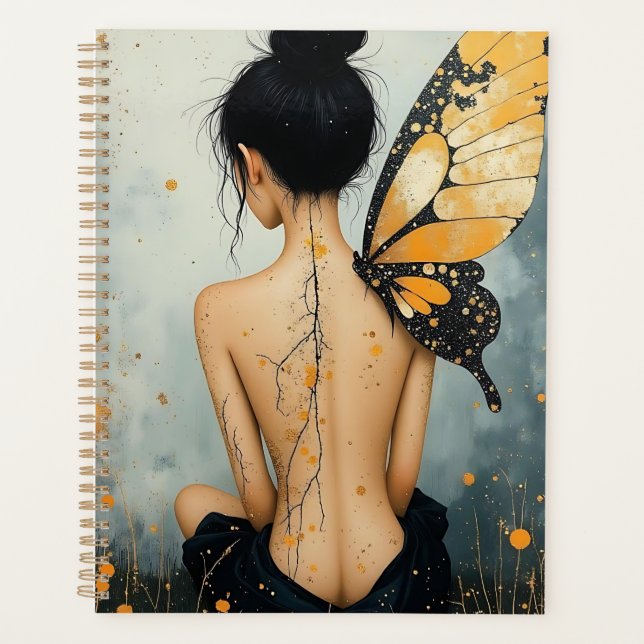 Abstract Whimsical Woman and Butterfly Planner (Front)