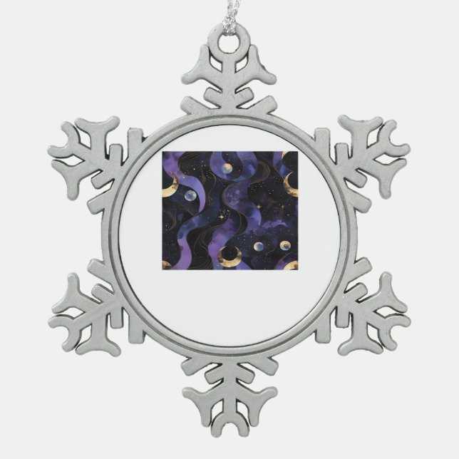 Abstract Whimsigoth Pattern Classic Snowflake Pewter Christmas Ornament (Front)