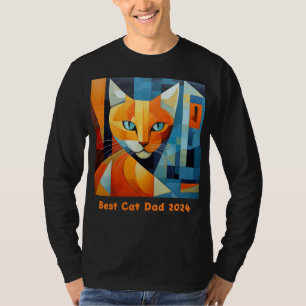 Abstract Whiskers: Best Cat Dad T-Shirt