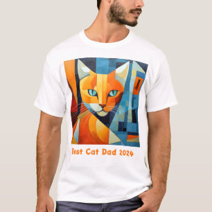 Abstract Whiskers: Best Cat Dad T-Shirt