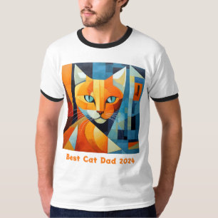 Abstract Whiskers: Best Cat Dad T-Shirt