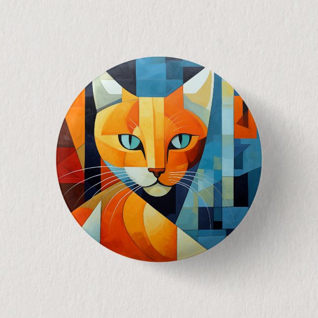 Abstract Whiskers: Orange Cat 3 Cm Round Badge (Front)