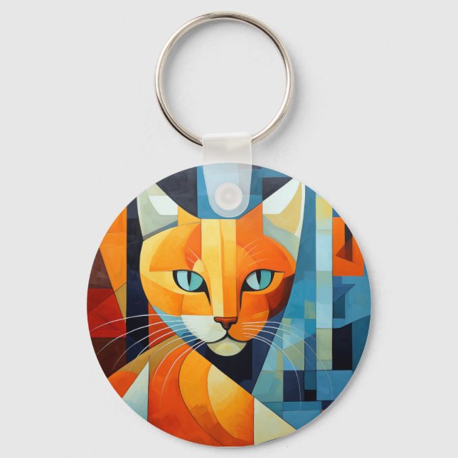 Abstract Whiskers: Orange Cat Key Ring (Front)