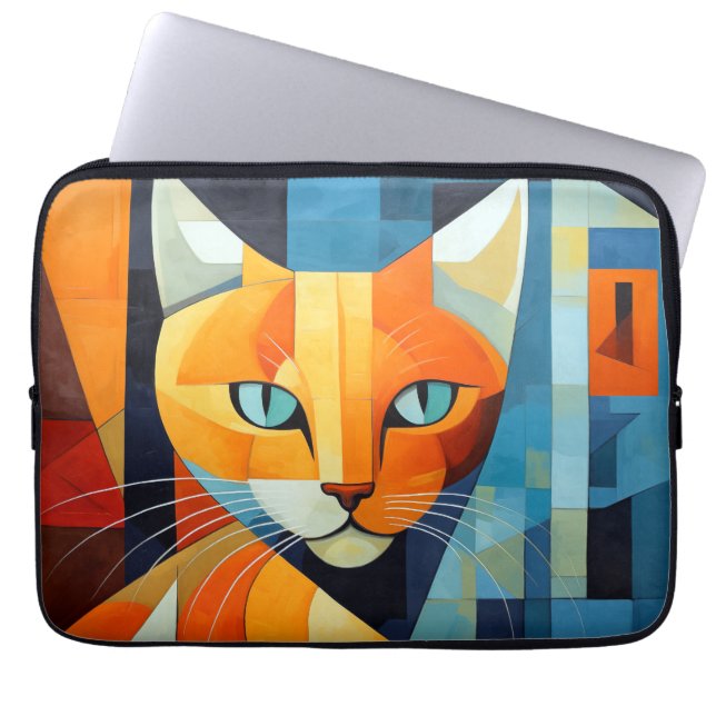 Abstract Whiskers: Orange Cat Laptop Sleeve (Front)