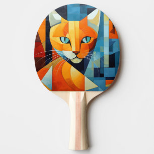 Abstract Whiskers: Orange Cat Ping Pong Paddle